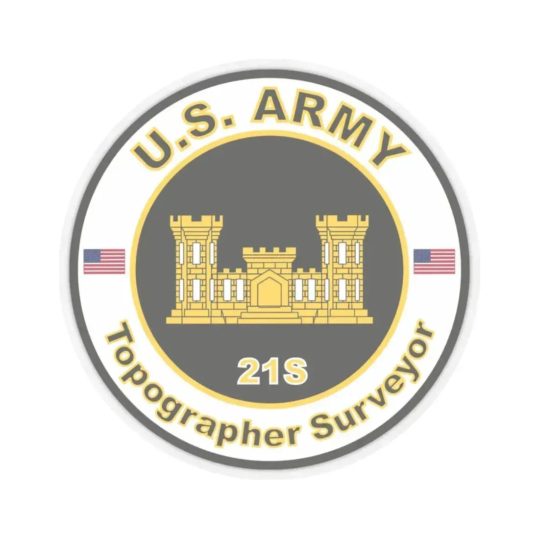 MOS 21S Topographer Surveyor (U.S. Army) STICKER Vinyl Kiss-Cut Decal 6 Inch Transparent - The Sticker Space