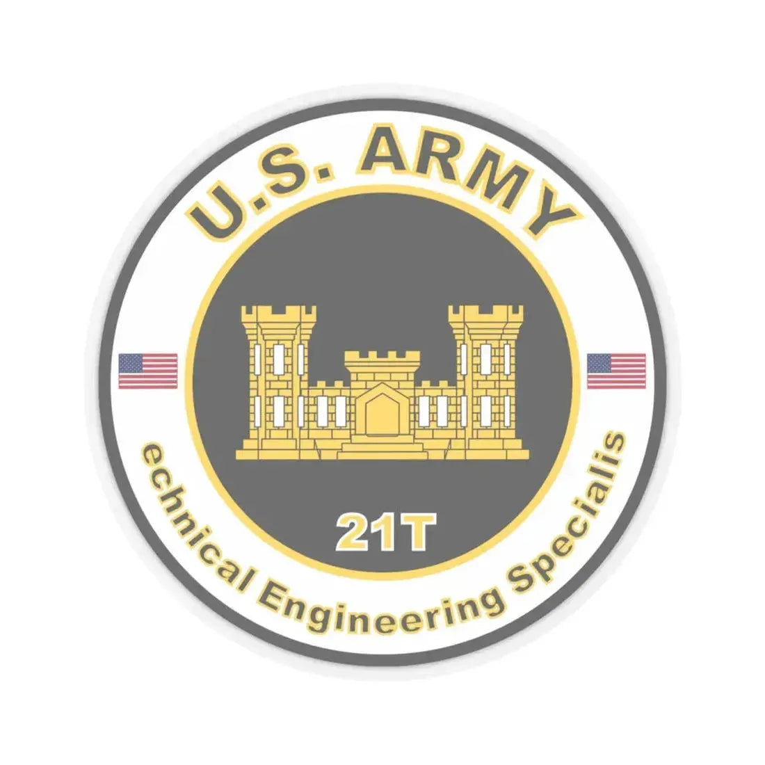 MOS 21T Technical Engineering Specialist (U.S. Army) STICKER Vinyl Kiss-Cut Decal 6 Inch Transparent - The Sticker Space