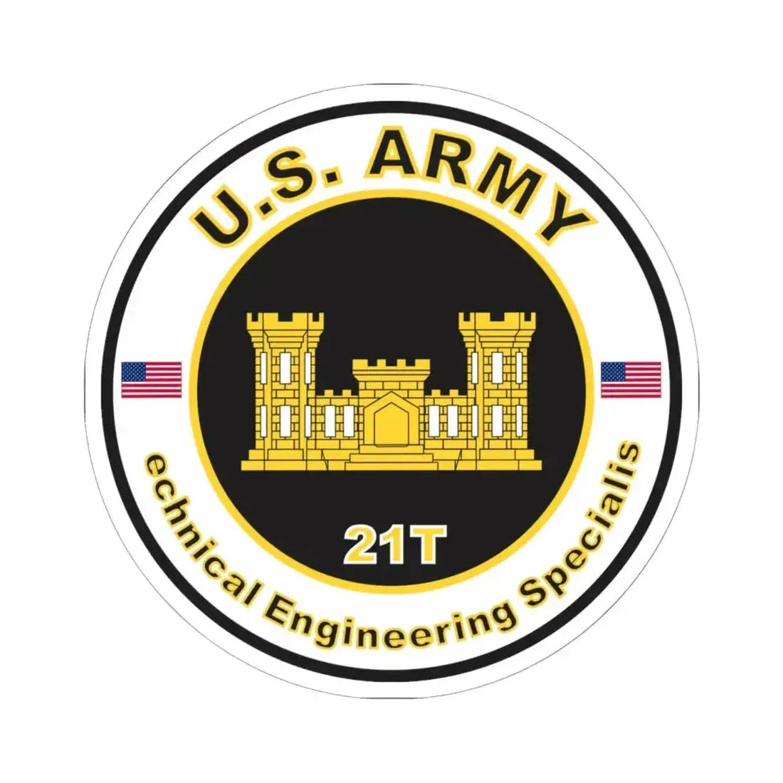 MOS 21T Technical Engineering Specialist (U.S. Army) STICKER Vinyl Kiss-Cut Decal 6 Inch White - The Sticker Space