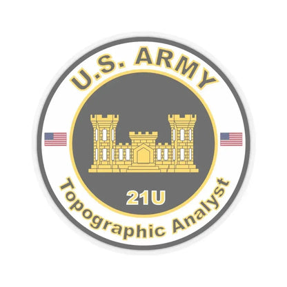 MOS 21U Topographic Analyst (U.S. Army) STICKER Vinyl Kiss-Cut Decal 4 Inch Transparent - The Sticker Space