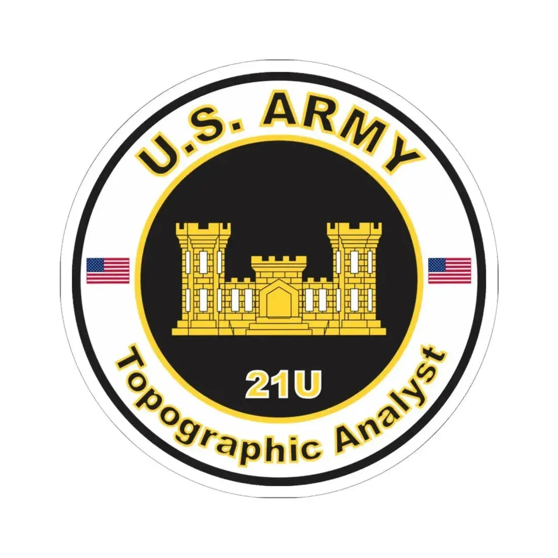 MOS 21U Topographic Analyst (U.S. Army) STICKER Vinyl Kiss-Cut Decal 6 Inch White - The Sticker Space