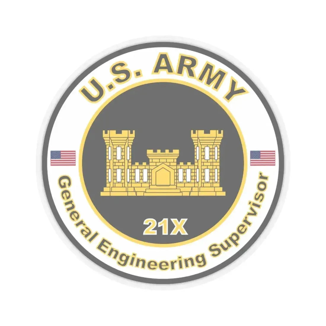 MOS 21X General Engineering Supervisor (U.S. Army) STICKER Vinyl Kiss-Cut Decal 6 Inch Transparent - The Sticker Space