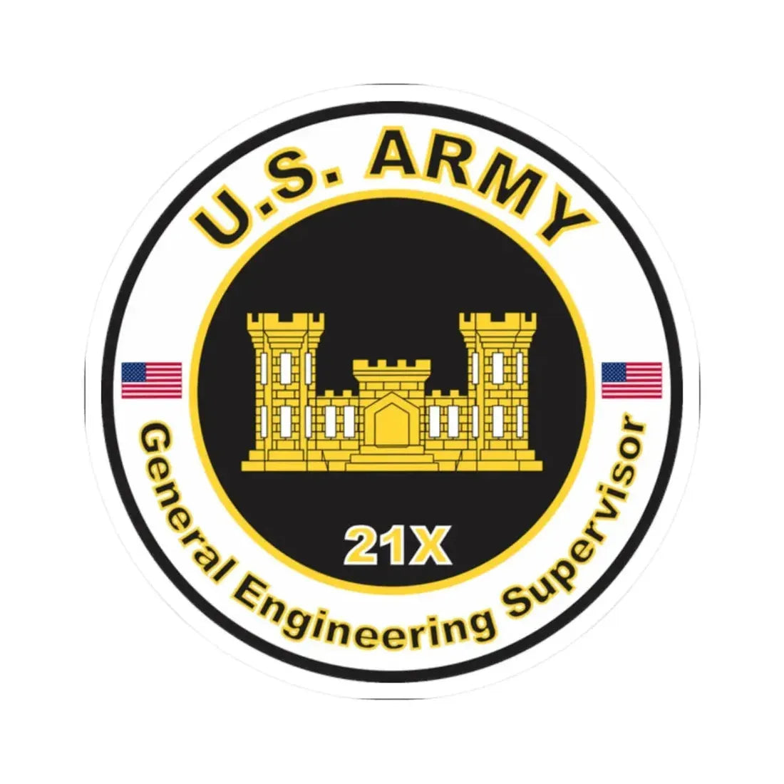 MOS 21X General Engineering Supervisor (U.S. Army) STICKER Vinyl Kiss-Cut Decal - The Sticker Space