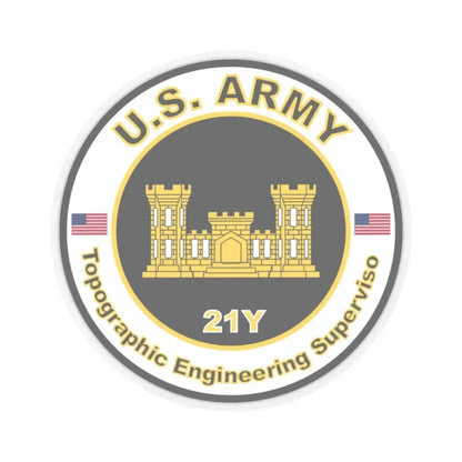 MOS 21Y Topographic Engineering Supervisor (U.S. Army) STICKER Vinyl Kiss-Cut Decal 2 Inch Transparent - The Sticker Space