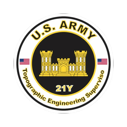 MOS 21Y Topographic Engineering Supervisor (U.S. Army) STICKER Vinyl Kiss-Cut Decal 2 Inch White - The Sticker Space
