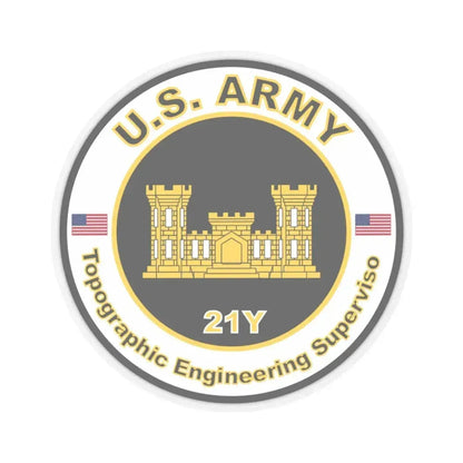 MOS 21Y Topographic Engineering Supervisor (U.S. Army) STICKER Vinyl Kiss-Cut Decal 3 Inch Transparent - The Sticker Space