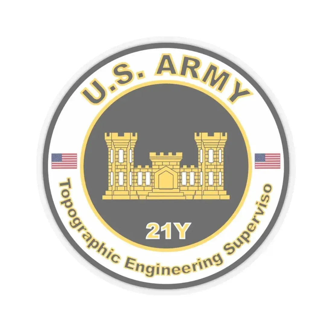 MOS 21Y Topographic Engineering Supervisor (U.S. Army) STICKER Vinyl Kiss-Cut Decal 4 Inch Transparent - The Sticker Space