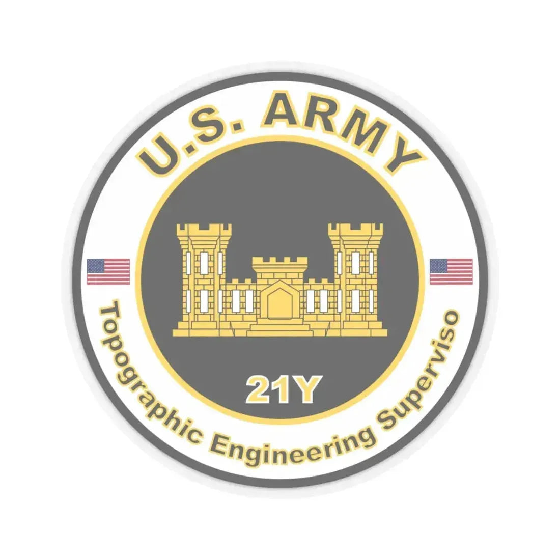 MOS 21Y Topographic Engineering Supervisor (U.S. Army) STICKER Vinyl Kiss-Cut Decal 6 Inch Transparent - The Sticker Space