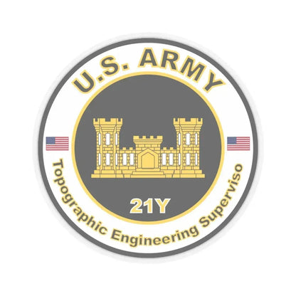 MOS 21Y Topographic Engineering Supervisor (U.S. Army) STICKER Vinyl Kiss-Cut Decal 6 Inch Transparent - The Sticker Space