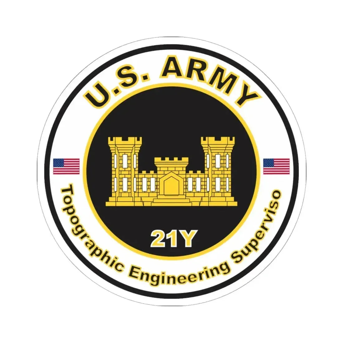 MOS 21Y Topographic Engineering Supervisor (U.S. Army) STICKER Vinyl Kiss-Cut Decal 6 Inch White - The Sticker Space
