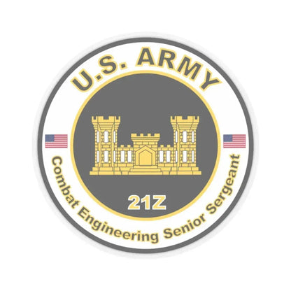 MOS 21Z Combat Engineering Senior Sergeant (U.S. Army) STICKER Vinyl Kiss-Cut Decal 2 Inch Transparent - The Sticker Space
