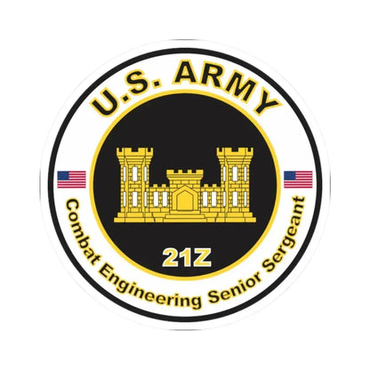 MOS 21Z Combat Engineering Senior Sergeant (U.S. Army) STICKER Vinyl Kiss-Cut Decal 2 Inch White - The Sticker Space