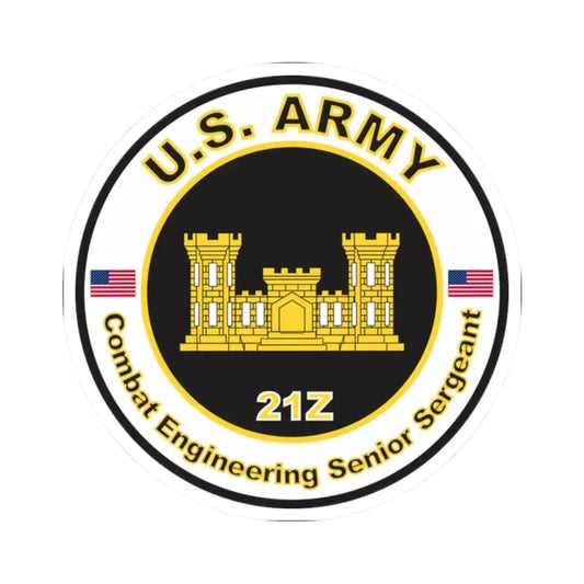 MOS 21Z Combat Engineering Senior Sergeant (U.S. Army) STICKER Vinyl Kiss-Cut Decal 2 Inch White - The Sticker Space