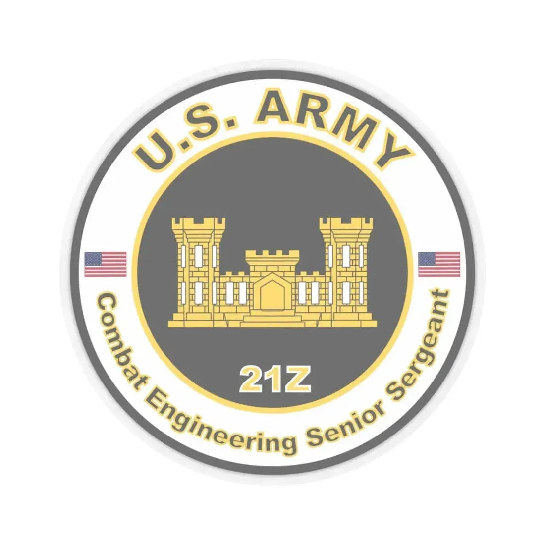 MOS 21Z Combat Engineering Senior Sergeant (U.S. Army) STICKER Vinyl Kiss-Cut Decal 4 Inch Transparent - The Sticker Space