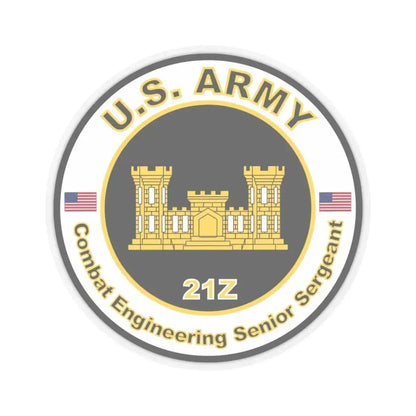 MOS 21Z Combat Engineering Senior Sergeant (U.S. Army) STICKER Vinyl Kiss-Cut Decal 4 Inch Transparent - The Sticker Space