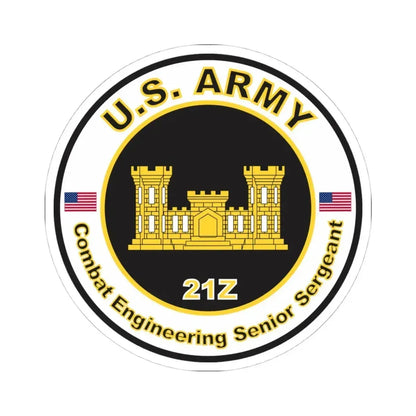 MOS 21Z Combat Engineering Senior Sergeant (U.S. Army) STICKER Vinyl Kiss-Cut Decal 4 Inch White - The Sticker Space