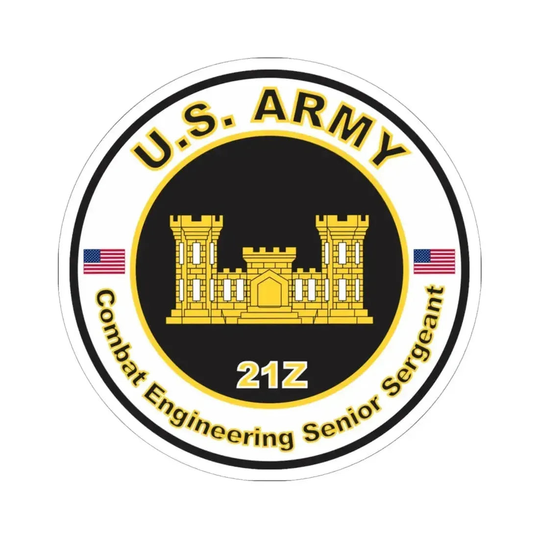 MOS 21Z Combat Engineering Senior Sergeant (U.S. Army) STICKER Vinyl Kiss-Cut Decal 6 Inch White - The Sticker Space