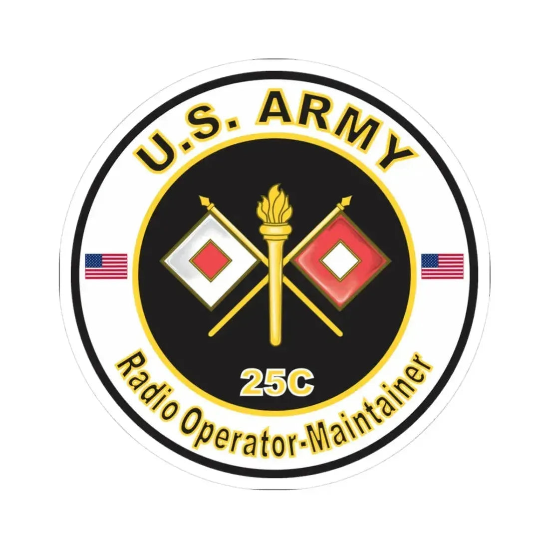 MOS 25C Radio Operator-Maintainer (U.S. Army) STICKER Vinyl Kiss-Cut Decal 3 Inch White - The Sticker Space