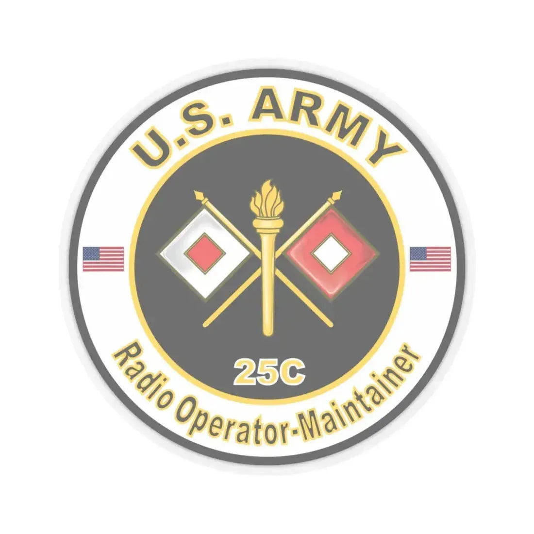 MOS 25C Radio Operator-Maintainer (U.S. Army) STICKER Vinyl Kiss-Cut Decal 6 Inch Transparent - The Sticker Space