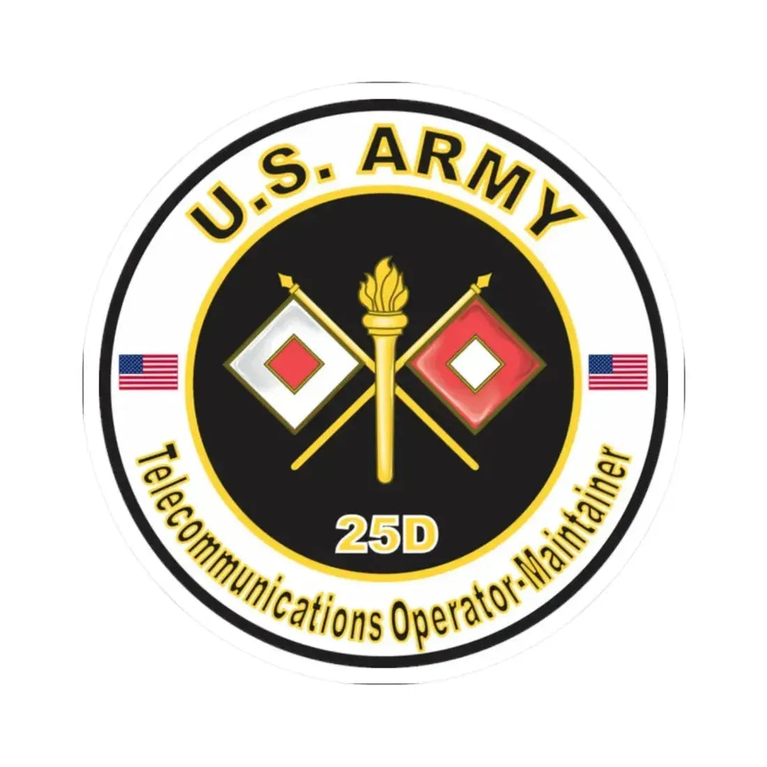 MOS 25D Telecommunications Operator-Maintainer (U.S. Army) STICKER Vinyl Kiss-Cut Decal 2 Inch White - The Sticker Space