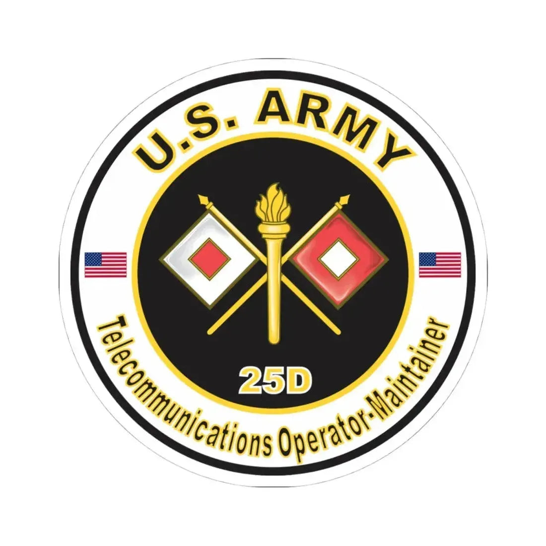 MOS 25D Telecommunications Operator-Maintainer (U.S. Army) STICKER Vinyl Kiss-Cut Decal 4 Inch White - The Sticker Space