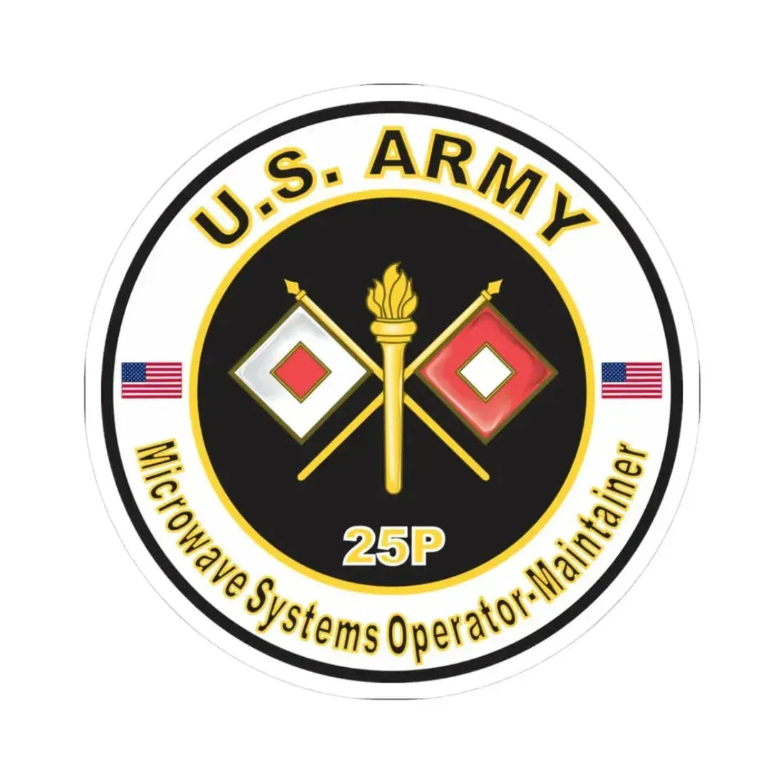 MOS 25P Microwave Systems Operator Maintainer (U.S. Army) STICKER Vinyl Kiss-Cut Decal 3 Inch White - The Sticker Space