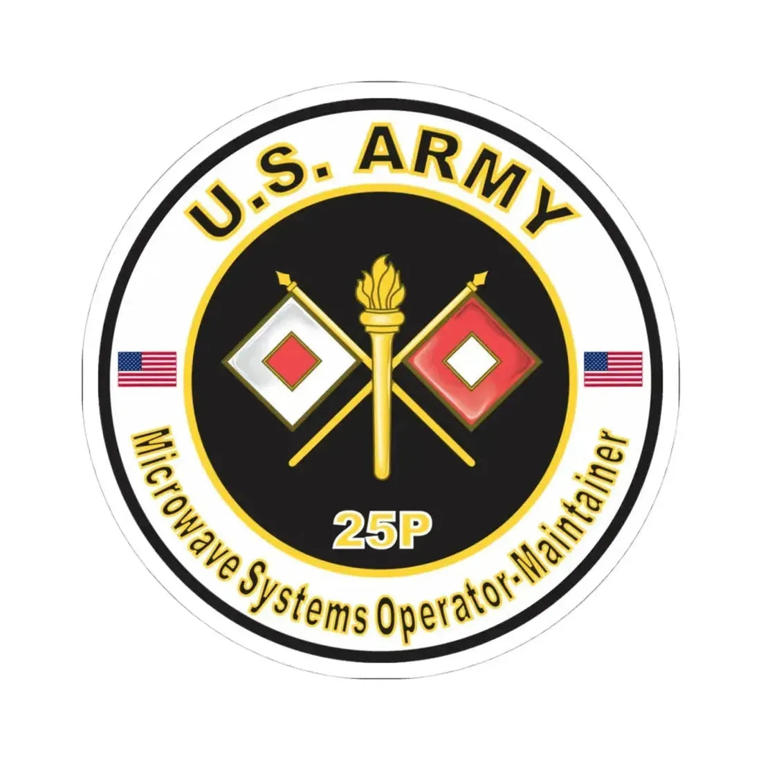 MOS 25P Microwave Systems Operator Maintainer (U.S. Army) STICKER Vinyl Kiss-Cut Decal 4 Inch White - The Sticker Space