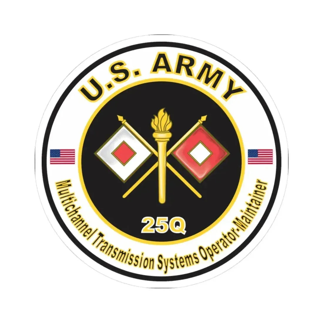 MOS 25Q Multichannel Transmission Systems Operator Maintainer (U.S. Army) STICKER Vinyl Kiss-Cut Decal 3 Inch White - The Sticker Space