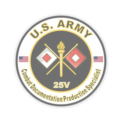 MOS 25V Combat Documentation Production Specialist (U.S. Army) STICKER Vinyl Kiss-Cut Decal 2 Inch Transparent - The Sticker Space