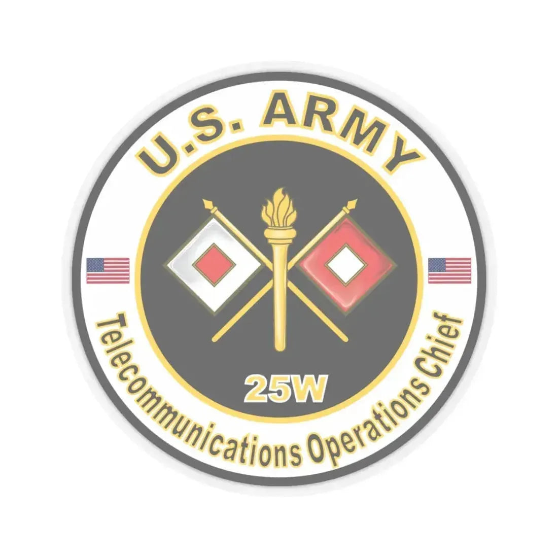 MOS 25W Telecommunications Operations Chief (U.S. Army) STICKER Vinyl Kiss-Cut Decal 6 Inch Transparent - The Sticker Space