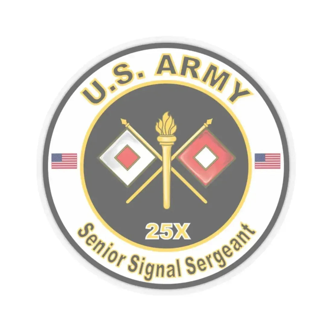 MOS 25X Senior Signal Sergeant (U.S. Army) STICKER Vinyl Kiss-Cut Decal 2 Inch Transparent - The Sticker Space