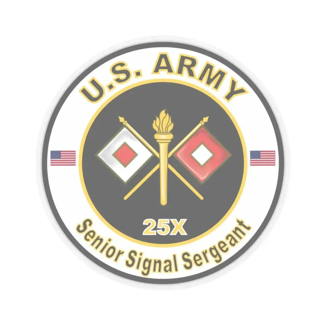 MOS 25X Senior Signal Sergeant (U.S. Army) STICKER Vinyl Kiss-Cut Decal 3 Inch Transparent - The Sticker Space