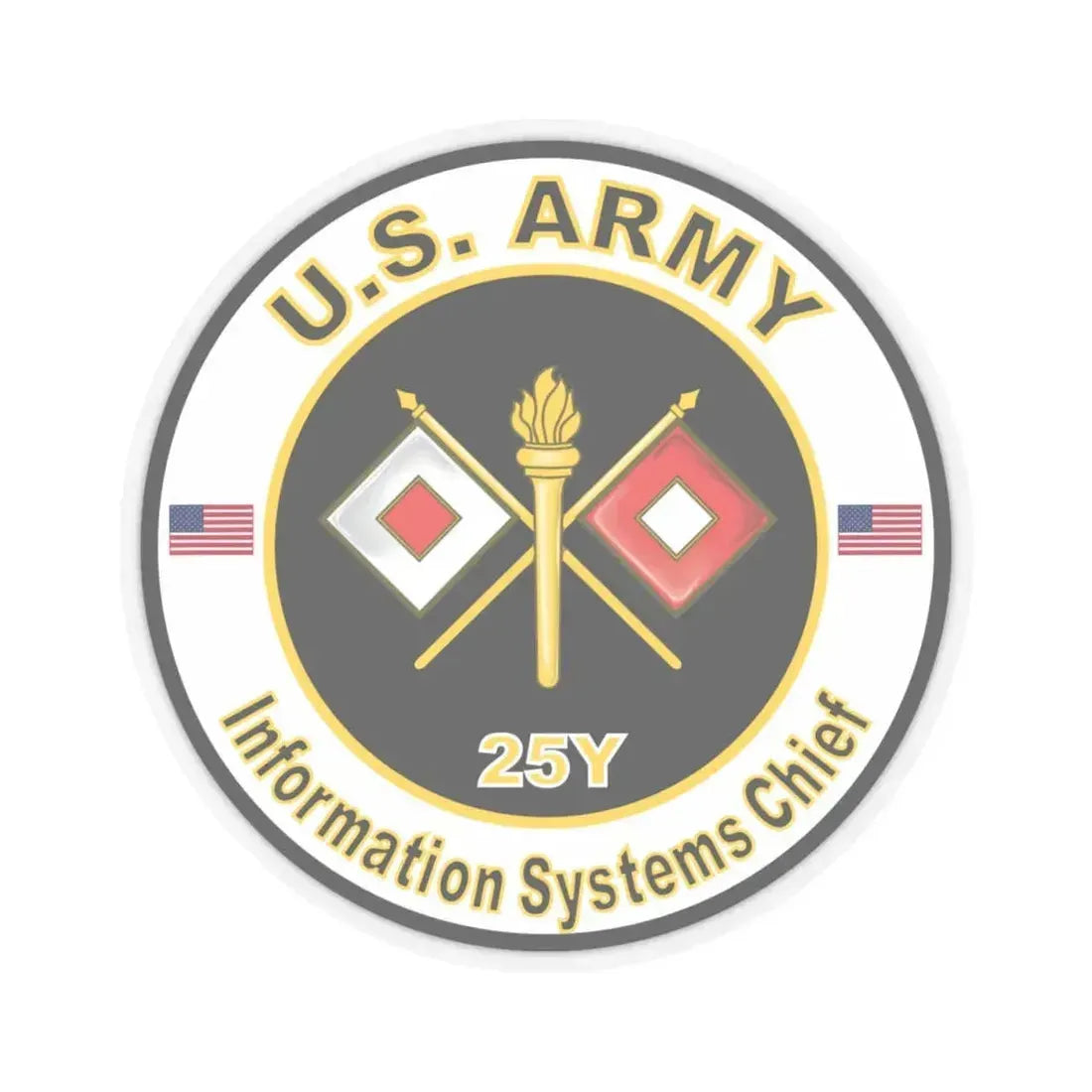 MOS 25Y Information Systems Chief (U.S. Army) STICKER Vinyl Kiss-Cut Decal 4 Inch Transparent - The Sticker Space