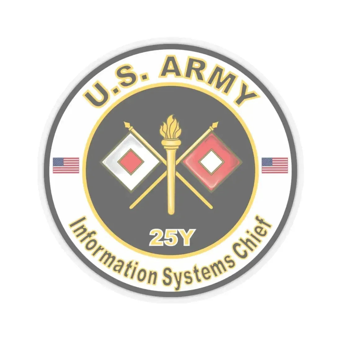 MOS 25Y Information Systems Chief (U.S. Army) STICKER Vinyl Kiss-Cut Decal 6 Inch Transparent - The Sticker Space