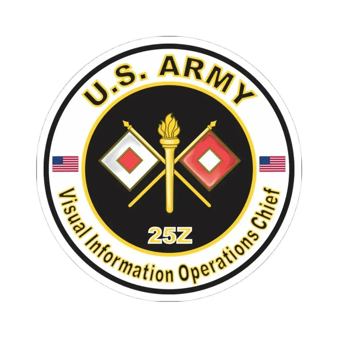 MOS 25Z Visual Information Operations Chief (U.S. Army) STICKER Vinyl Kiss-Cut Decal 4 Inch White - The Sticker Space