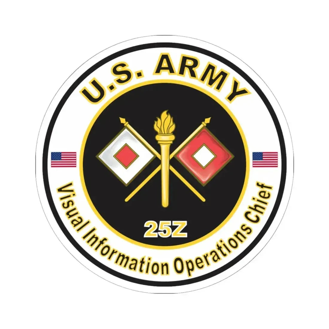 MOS 25Z Visual Information Operations Chief (U.S. Army) STICKER Vinyl Kiss-Cut Decal 6 Inch White - The Sticker Space