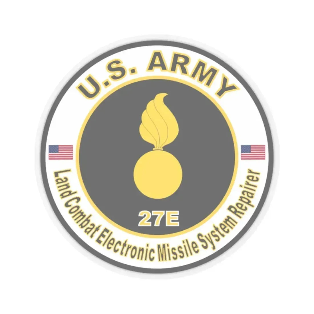 MOS 27E Land Combat Electronic Missile System Repairer (U.S. Army) STICKER Vinyl Kiss-Cut Decal 2 Inch Transparent - The Sticker Space