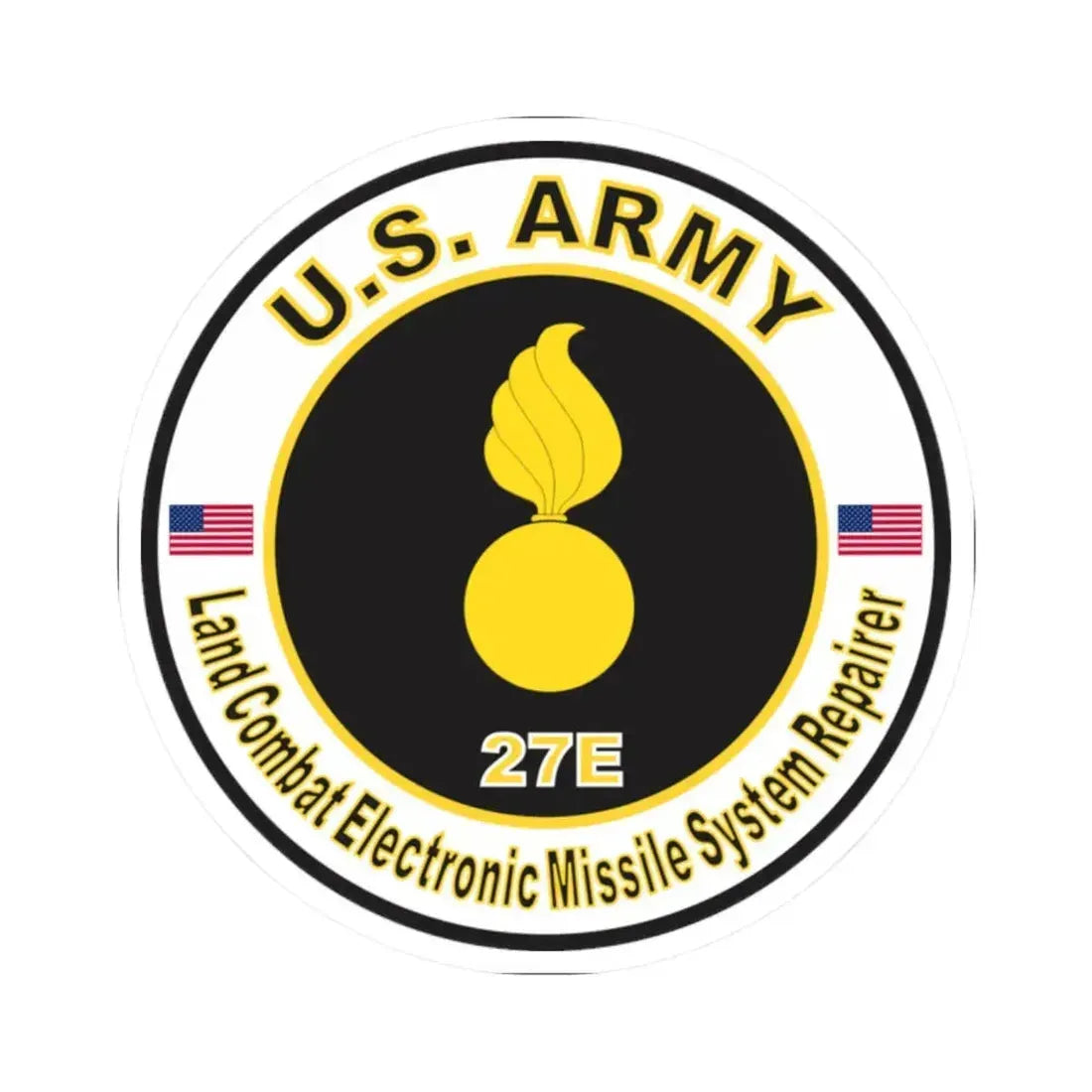 MOS 27E Land Combat Electronic Missile System Repairer (U.S. Army) STICKER Vinyl Kiss-Cut Decal 2 Inch White - The Sticker Space