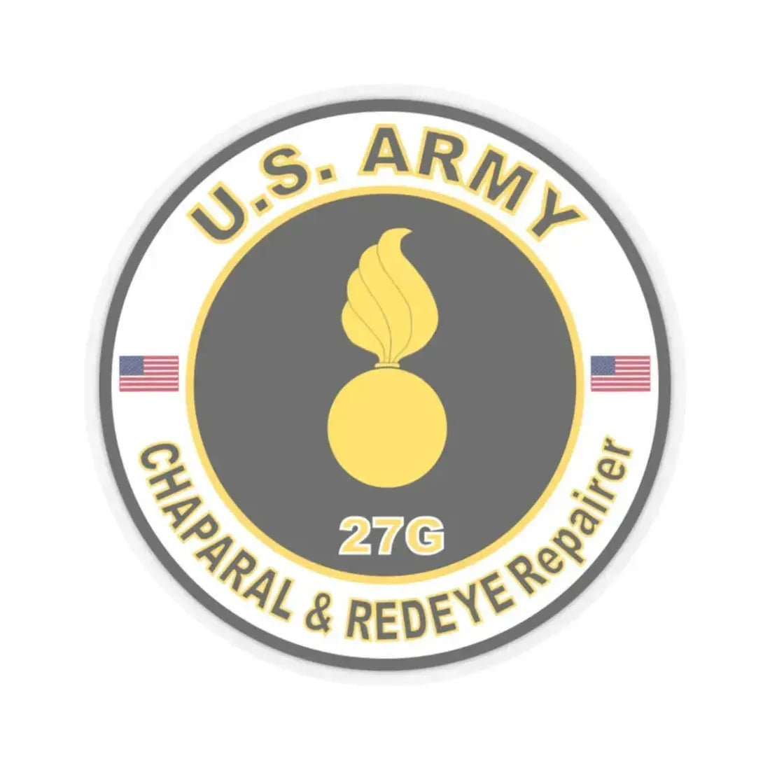MOS 27G CHAPARAL and REDEYE Repairer (U.S. Army) STICKER Vinyl Kiss-Cut Decal 2 Inch Transparent - The Sticker Space