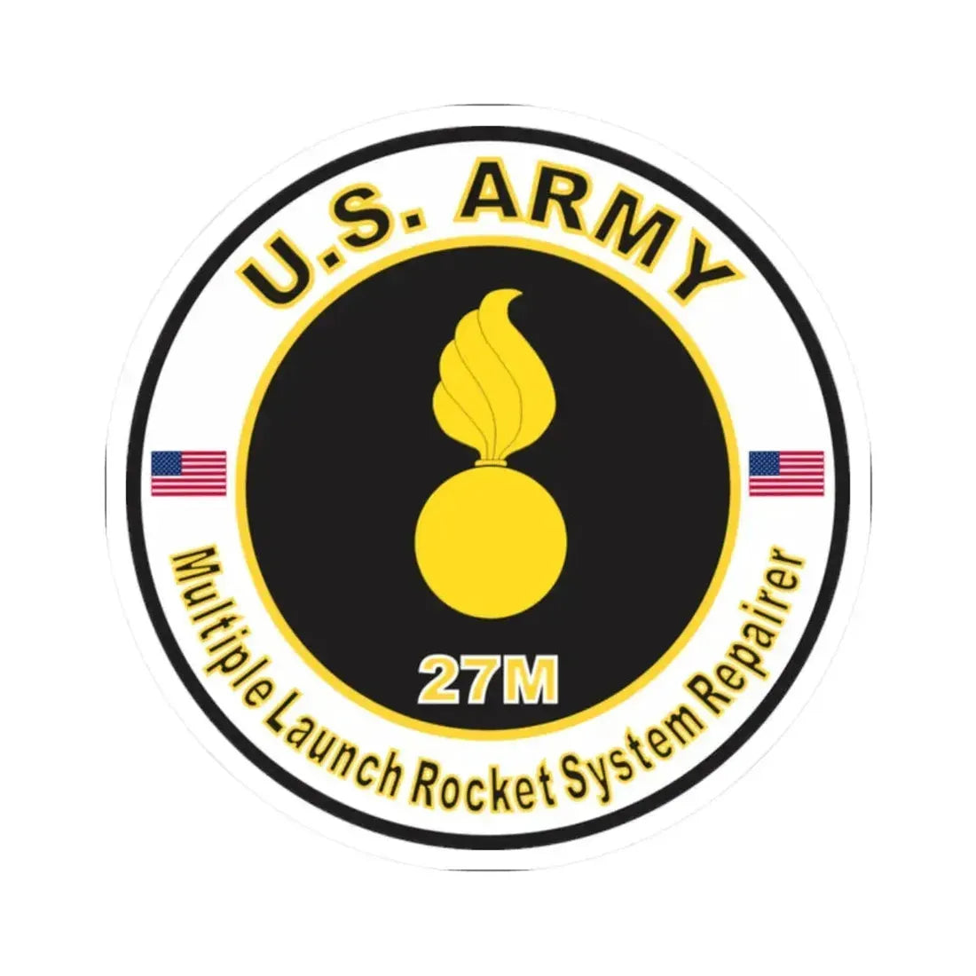 MOS 27M Multiple Launch Rocket System Repairer (U.S. Army) STICKER Vinyl Kiss-Cut Decal 2 Inch White - The Sticker Space