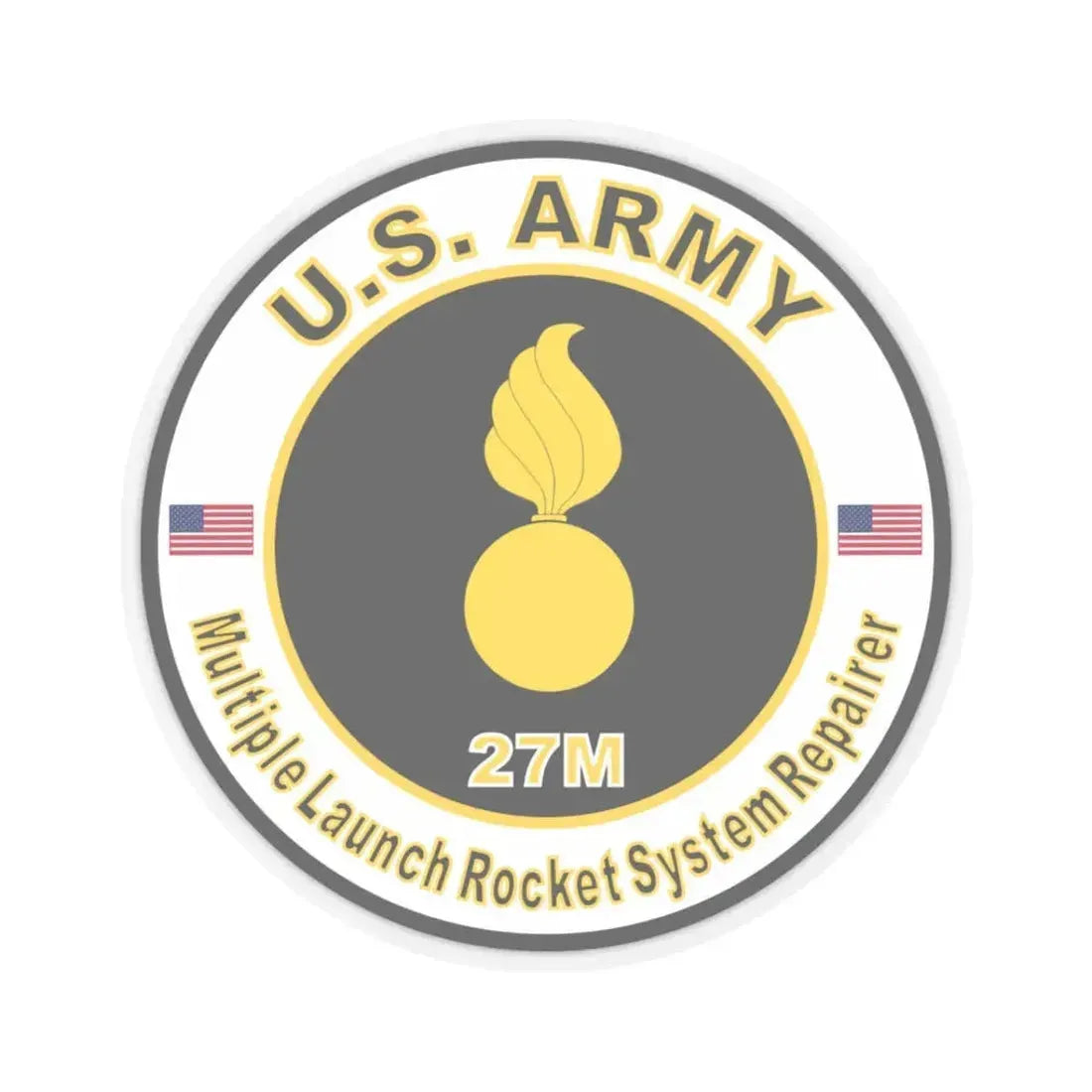 MOS 27M Multiple Launch Rocket System Repairer (U.S. Army) STICKER Vinyl Kiss-Cut Decal 3 Inch Transparent - The Sticker Space