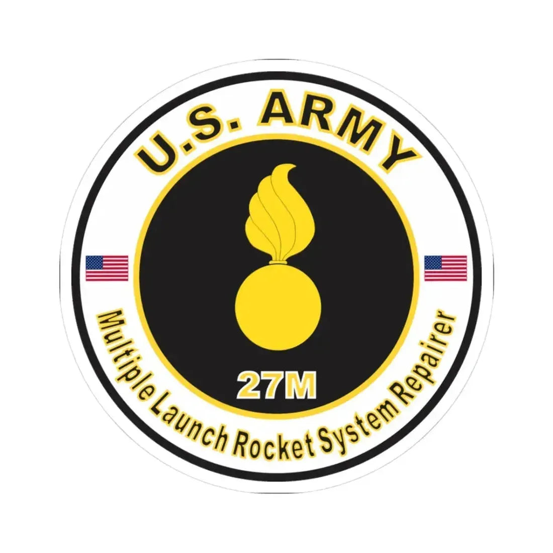 MOS 27M Multiple Launch Rocket System Repairer (U.S. Army) STICKER Vinyl Kiss-Cut Decal 3 Inch White - The Sticker Space