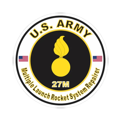 MOS 27M Multiple Launch Rocket System Repairer (U.S. Army) STICKER Vinyl Kiss-Cut Decal 3 Inch White - The Sticker Space
