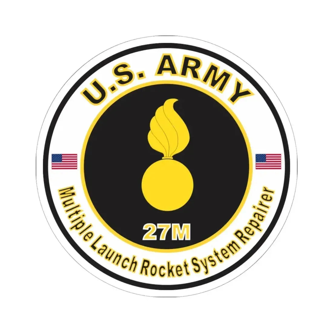 MOS 27M Multiple Launch Rocket System Repairer (U.S. Army) STICKER Vinyl Kiss-Cut Decal 6 Inch White - The Sticker Space