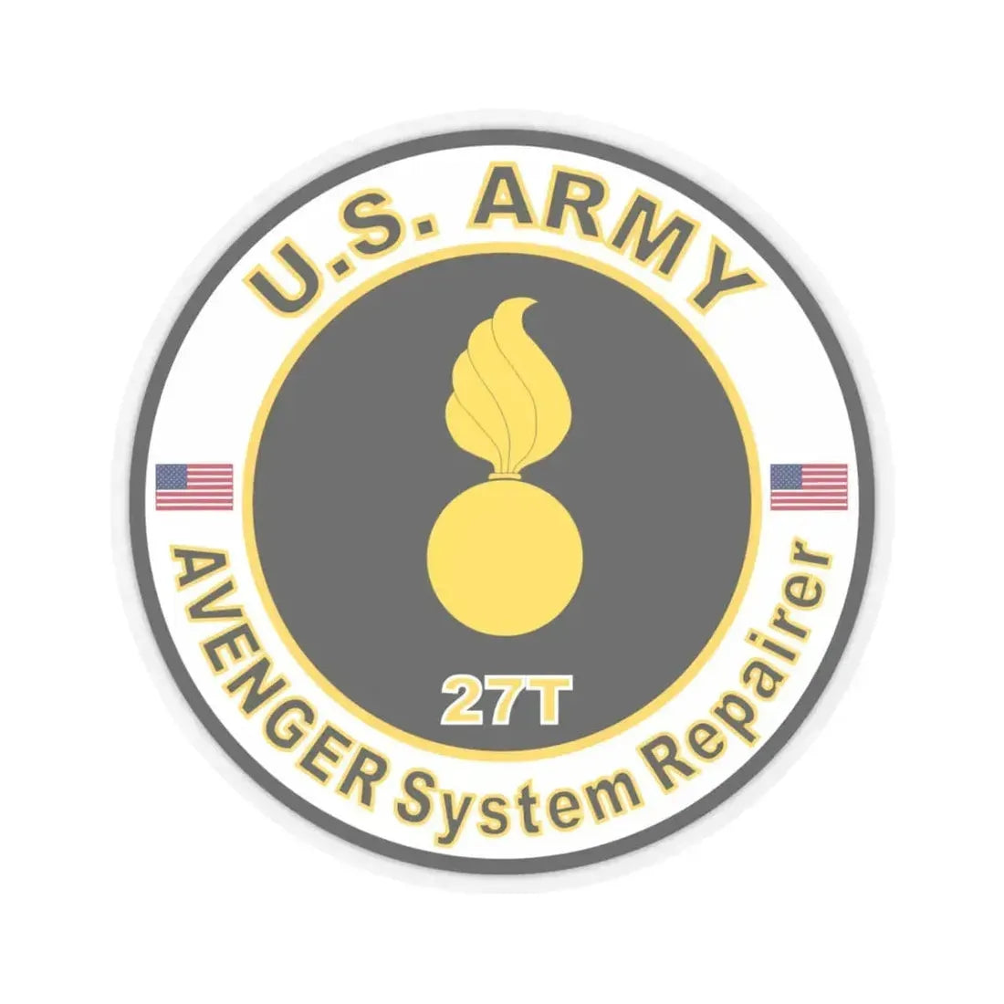 MOS 27T AVENGER System Repairer (U.S. Army) STICKER Vinyl Kiss-Cut Decal 4 Inch Transparent - The Sticker Space