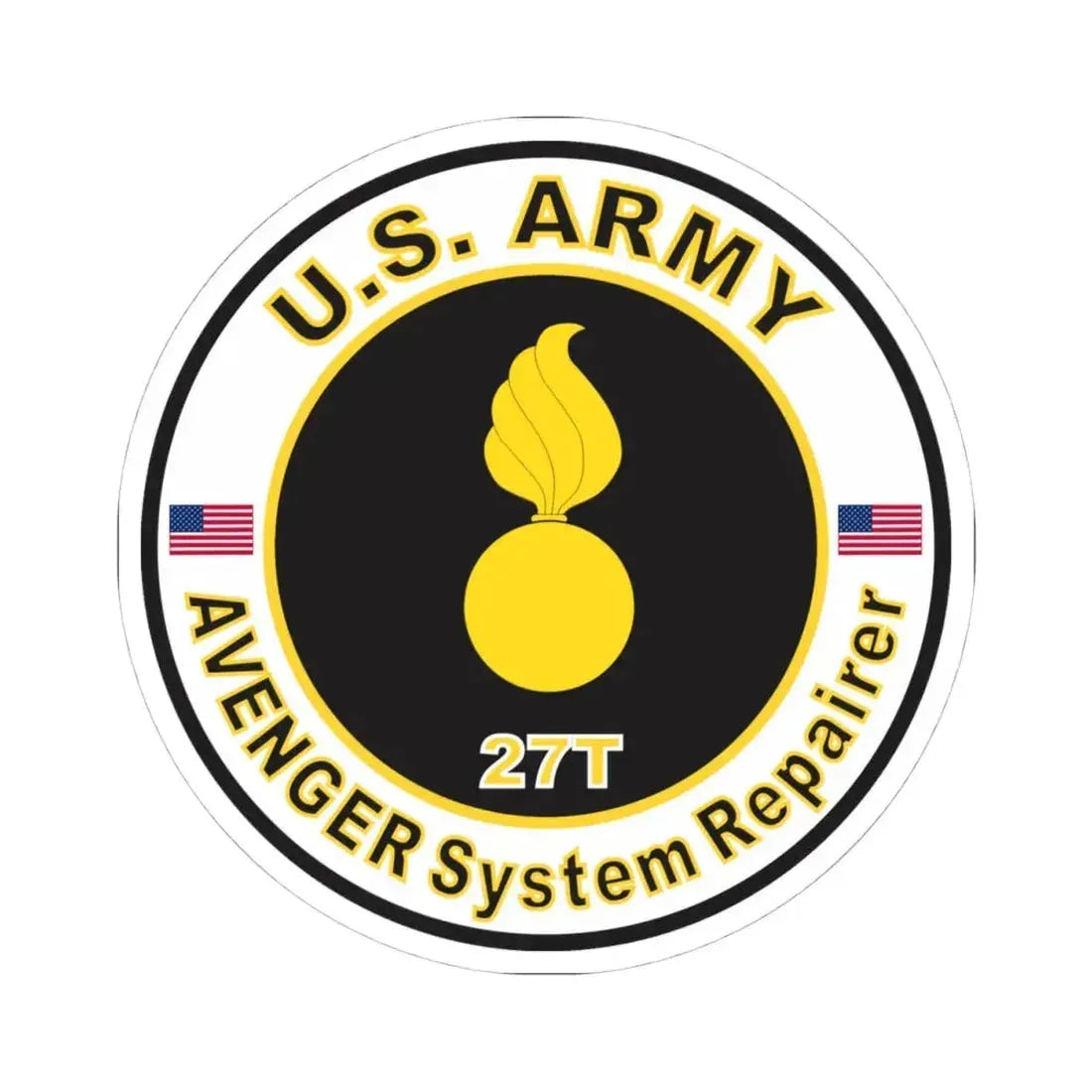 MOS 27T AVENGER System Repairer (U.S. Army) STICKER Vinyl Kiss-Cut Decal 4 Inch White - The Sticker Space