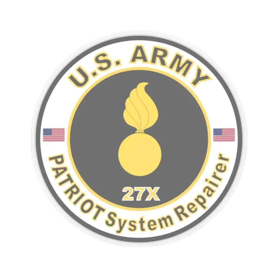 MOS 27X PATRIOT System Repairer (U.S. Army) STICKER Vinyl Kiss-Cut Decal 2 Inch Transparent - The Sticker Space