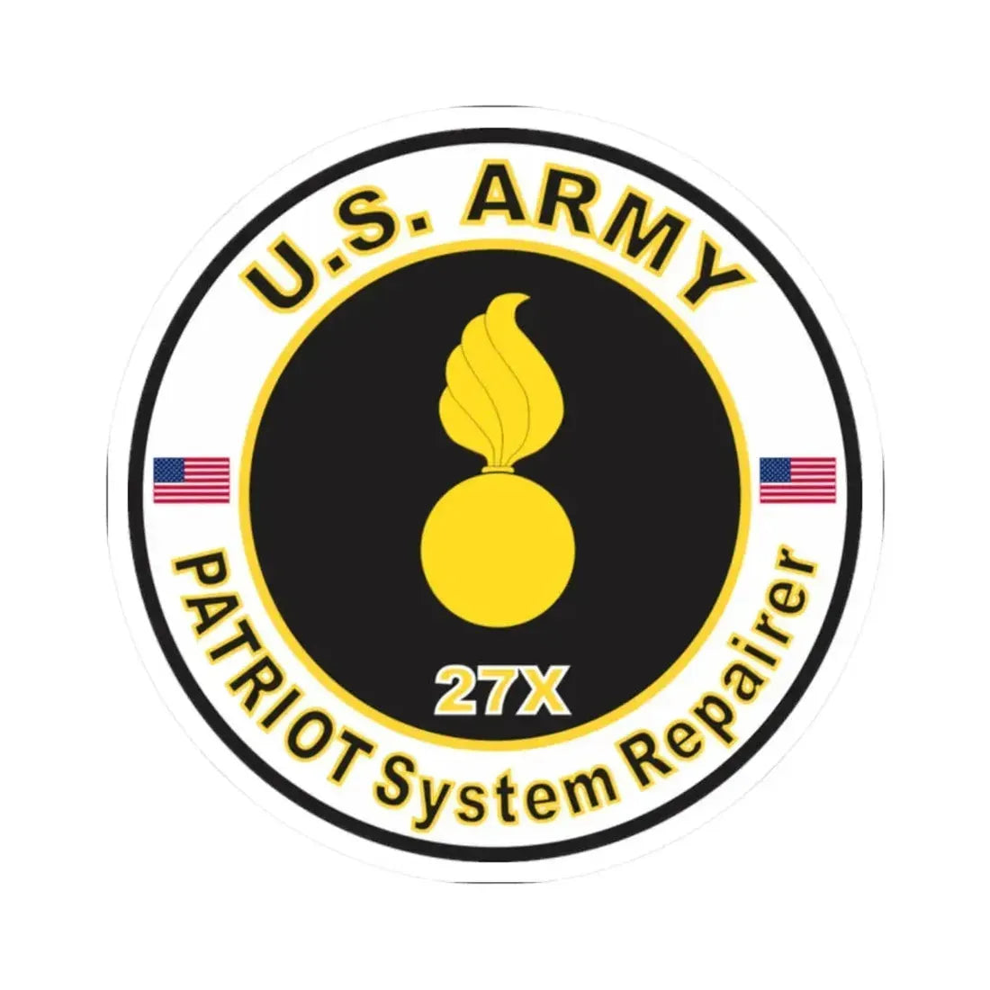 MOS 27X PATRIOT System Repairer (U.S. Army) STICKER Vinyl Kiss-Cut Decal 2 Inch White - The Sticker Space