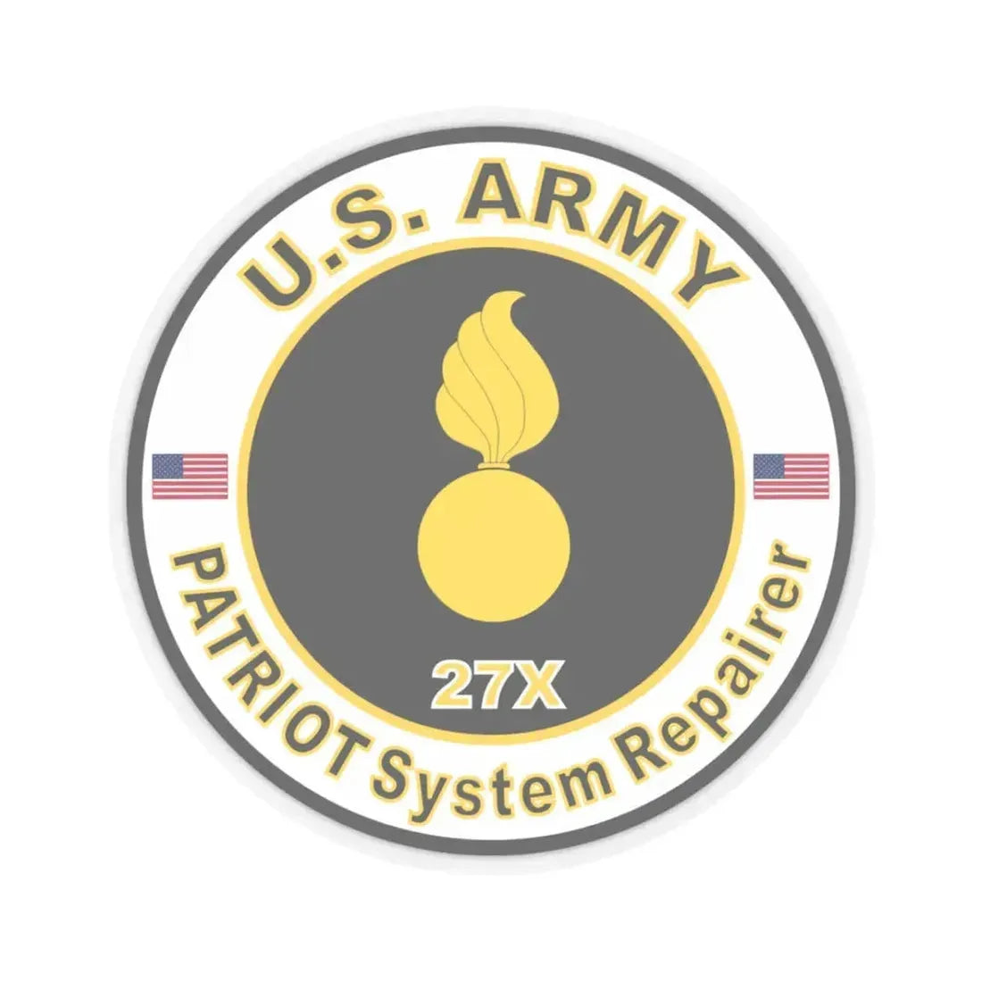 MOS 27X PATRIOT System Repairer (U.S. Army) STICKER Vinyl Kiss-Cut Decal 3 Inch Transparent - The Sticker Space