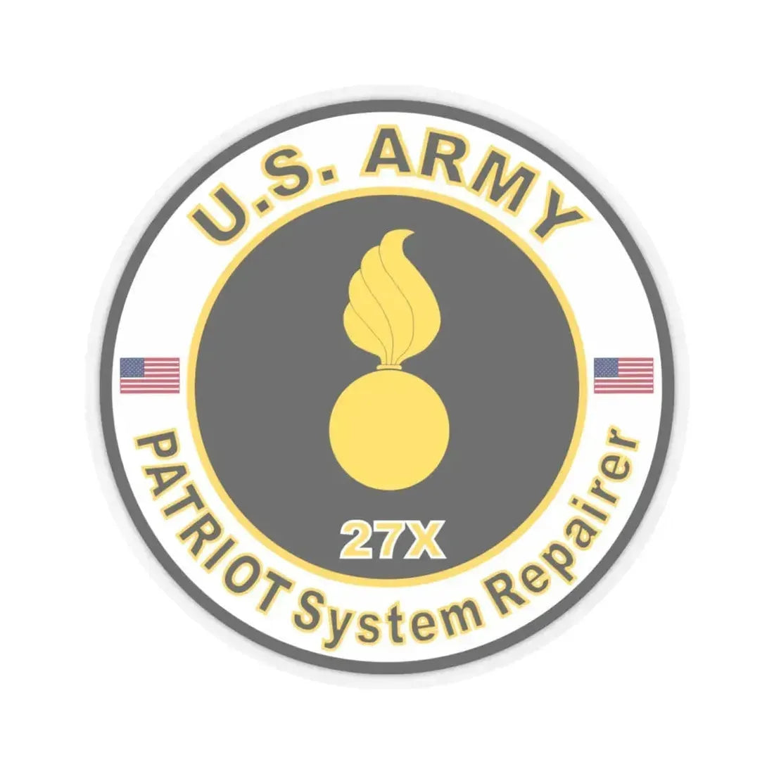 MOS 27X PATRIOT System Repairer (U.S. Army) STICKER Vinyl Kiss-Cut Decal 6 Inch Transparent - The Sticker Space